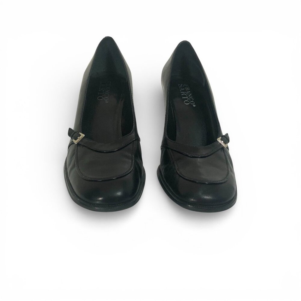 Franco Sarto Women's Classic Black Block Heel Pump Shoes  3 1/2" Heel Sz 10 1/2 - Picture 6 of 13